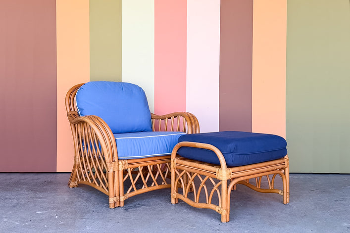 Rattan Lounge Chair and Ottoman