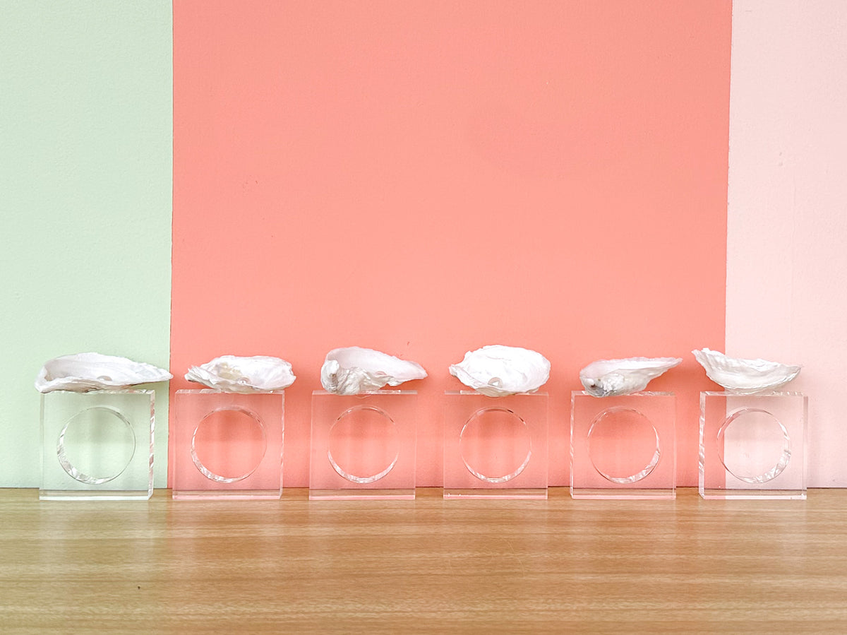 Set of Six Oyster and Pearl Napkin Rings