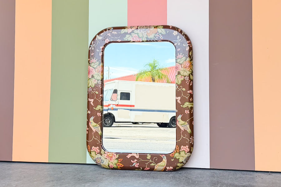Chinoiserie Chic Fabric Wrapped Mirror