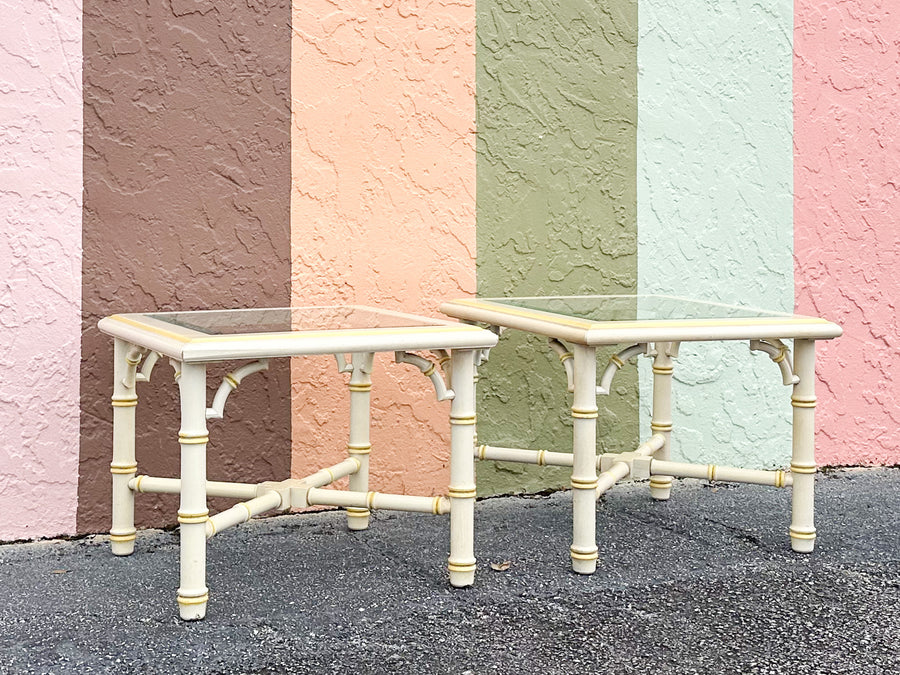 Pair of Faux Bamboo Side Tables