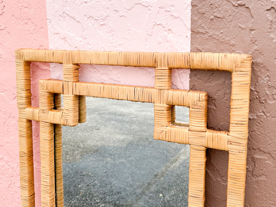 Coastal Chic Rattan Wrapped Mirror