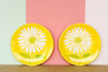 Set of Four Italian Yellow Flower Plates