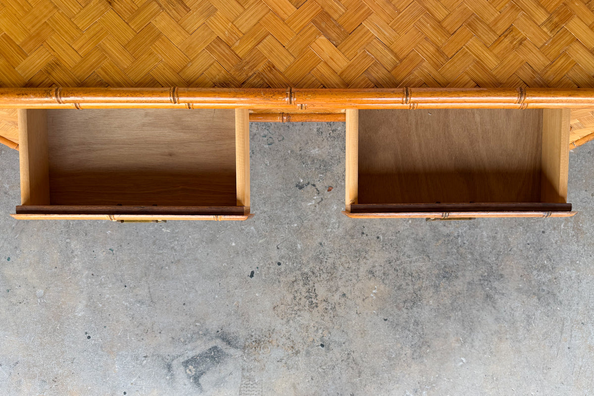 Old Florida Parquet Rattan Desk