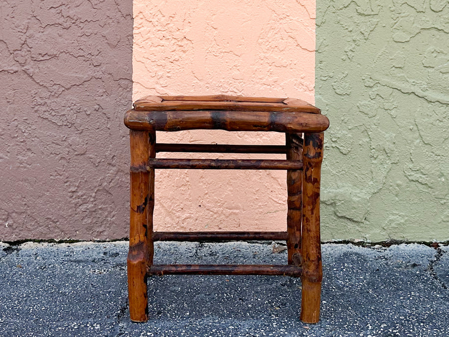Set of Three Tortoiseshell Rattan Nesting Tables
