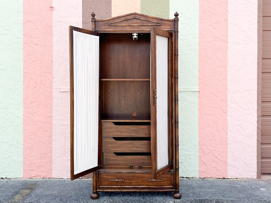 Handsome Faux Bamboo Armoire