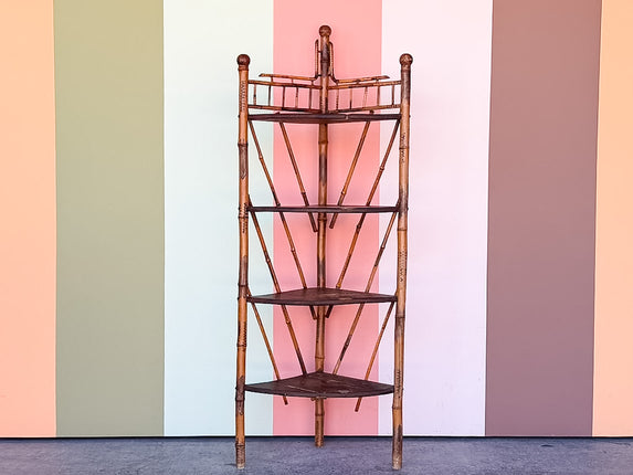 Petite Tortoiseshell Bamboo Corner Etagere