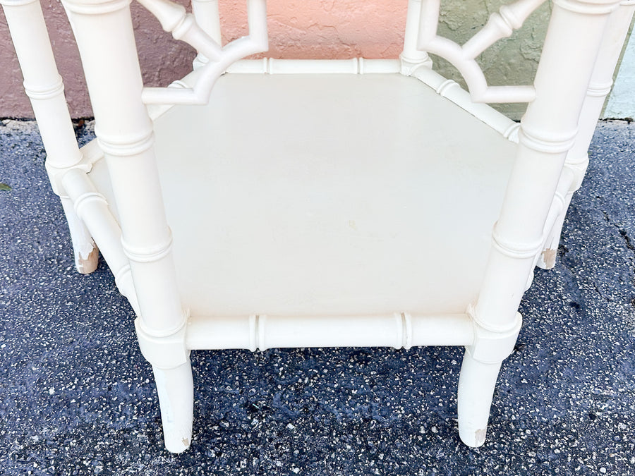 Hexagon Fretwork Faux Bamboo Side Table