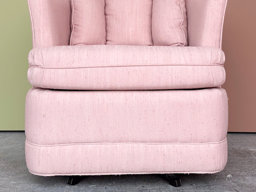 Pretty In Pink Upholstered Swivel Barrel Chair