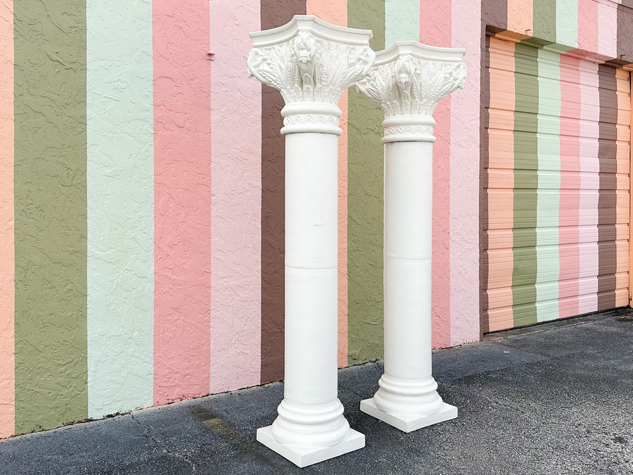 Pair of Plaster Monkey Columns