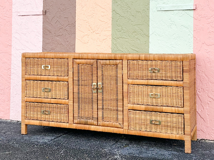 Coastal Chic Wicker Dresser