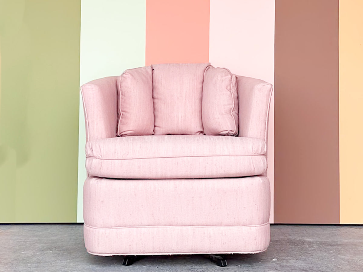 Pretty In Pink Upholstered Swivel Barrel Chair