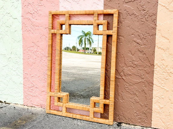 Coastal Chic Rattan Wrapped Mirror