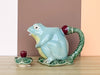 Majolica Frog Sugar and Creamer Set