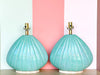 Pair of Turquoise Clam Shell Lamps