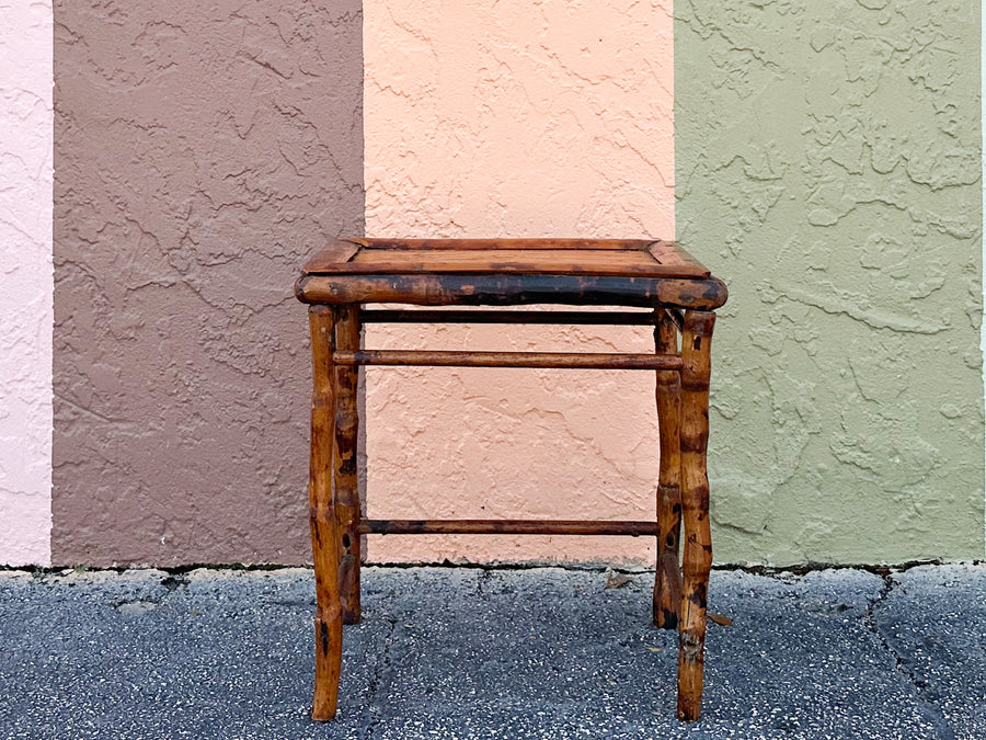 Set of Three Tortoiseshell Rattan Nesting Tables