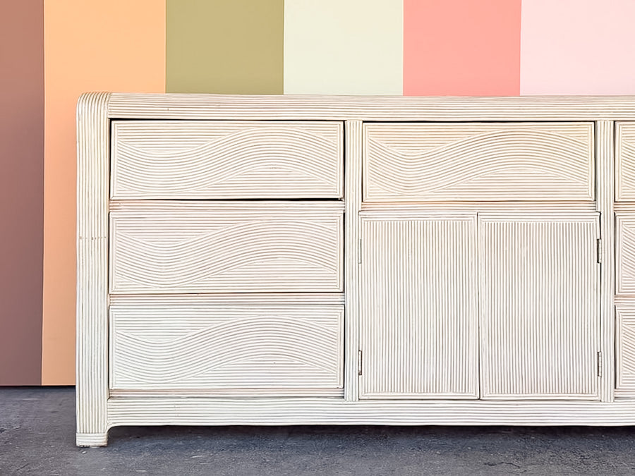 Coastal Cool Pencil Reed Rattan Credenza
