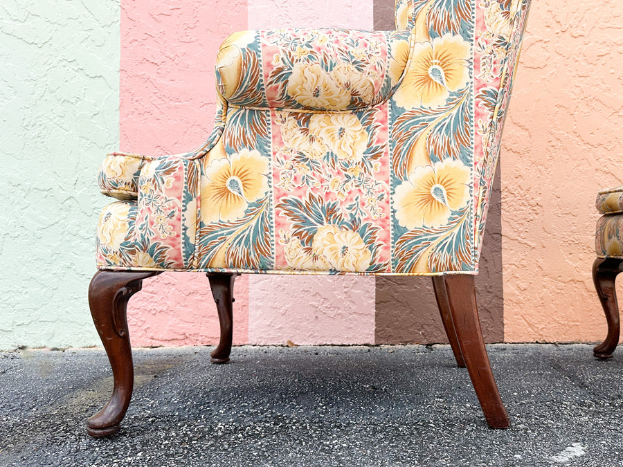 Pair of Palm Beachy Wingback Chairs