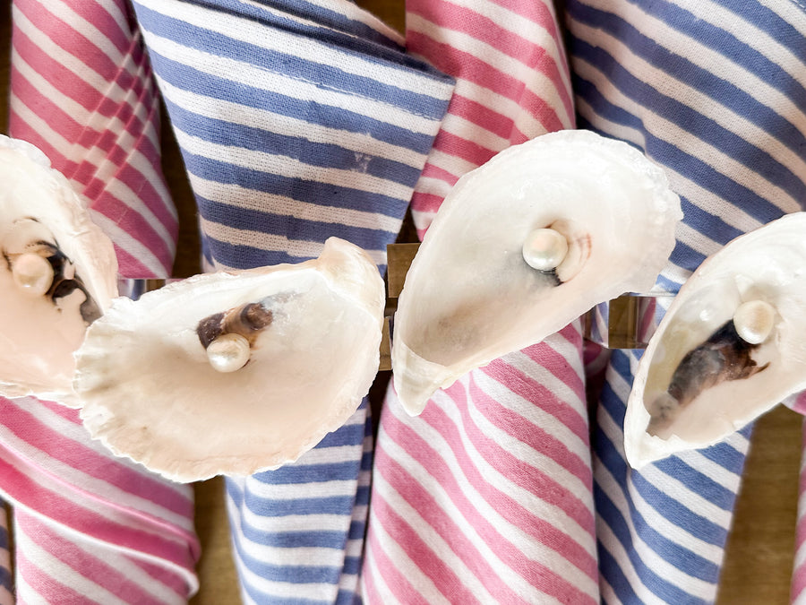 Set of Six Oyster and Pearl Napkin Rings