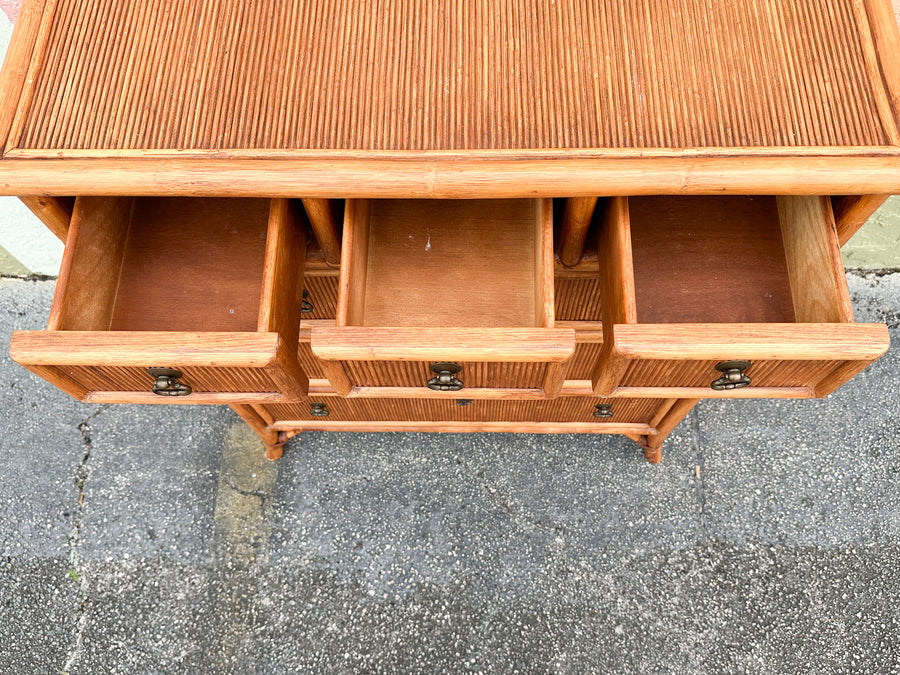 Island Style Pencil Reed Rattan Tall Chest
