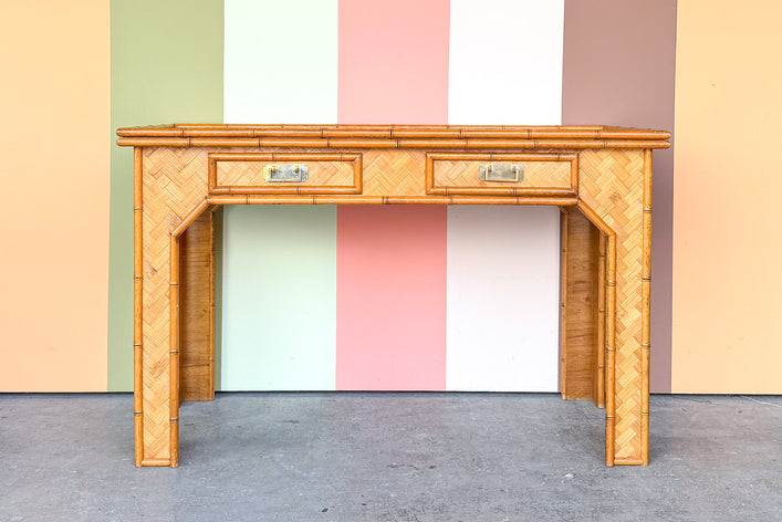 Old Florida Parquet Rattan Desk
