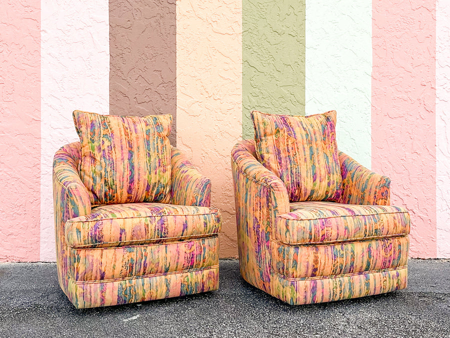 Pair of So Colorful Barrel Swivel Chairs