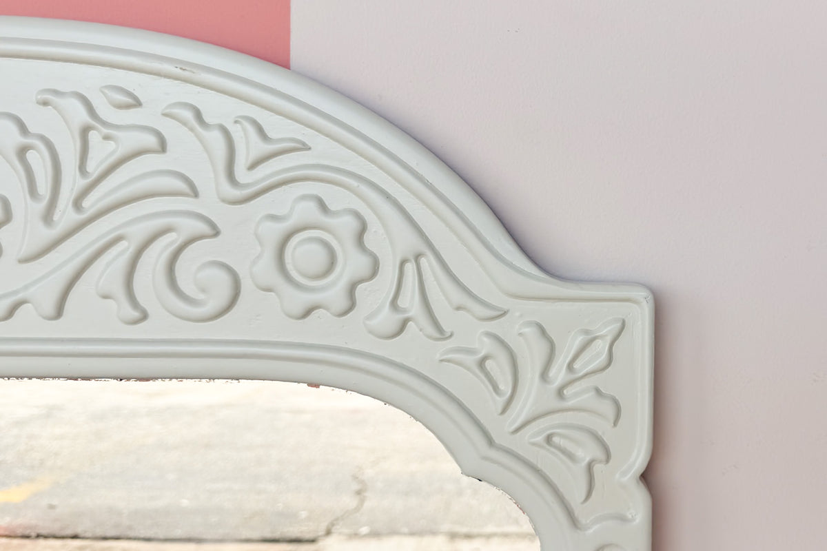 Newly Painted Floral Motif Wood Mirror