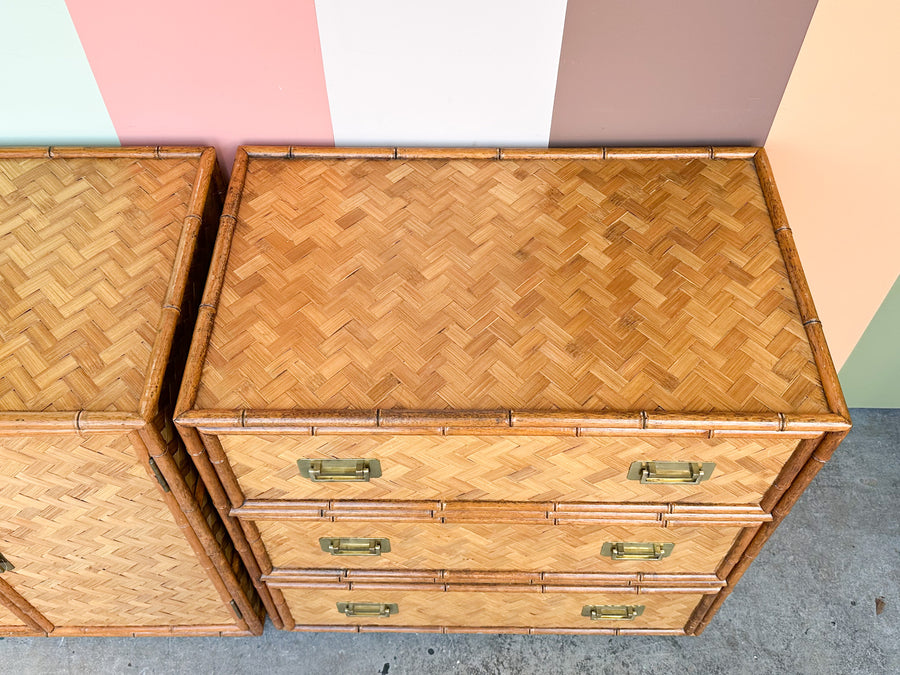 Pair of Old Florida Style Oversized Nightstands