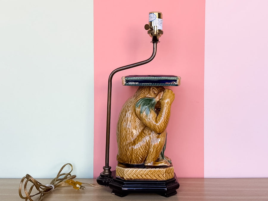 Majolica Style Monkey Lamp