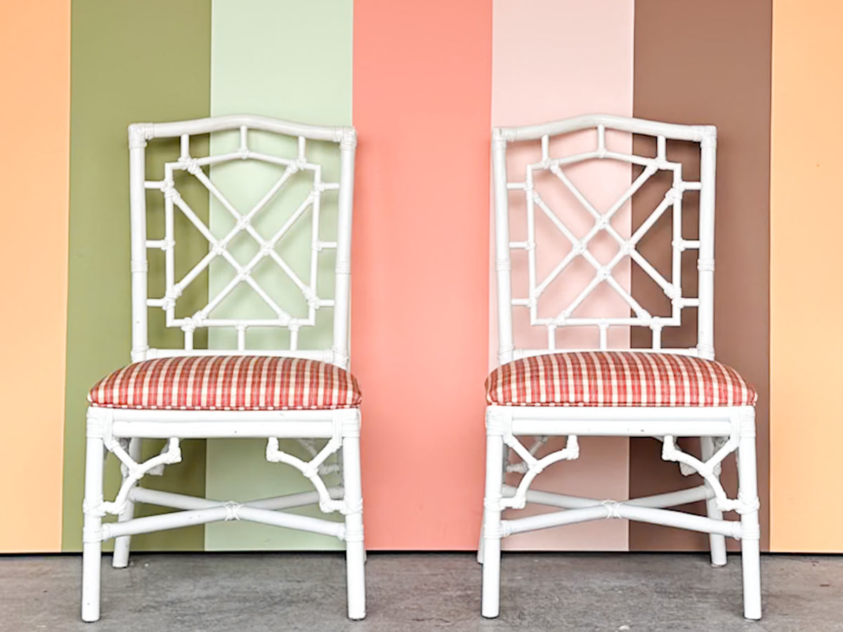 Pair of Fretwork Rattan Chairs