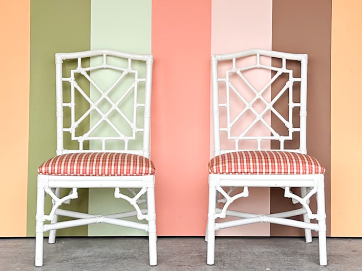 Pair of Fretwork Rattan Chairs