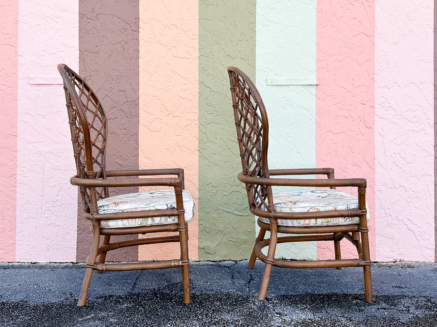 Pair of Ficks Reed Balloon Back Rattan Chairs
