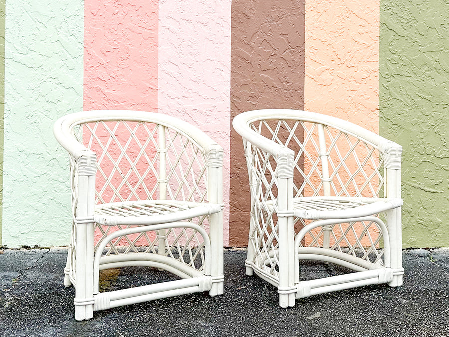 Pair of Ficks Reed Barrel Chairs