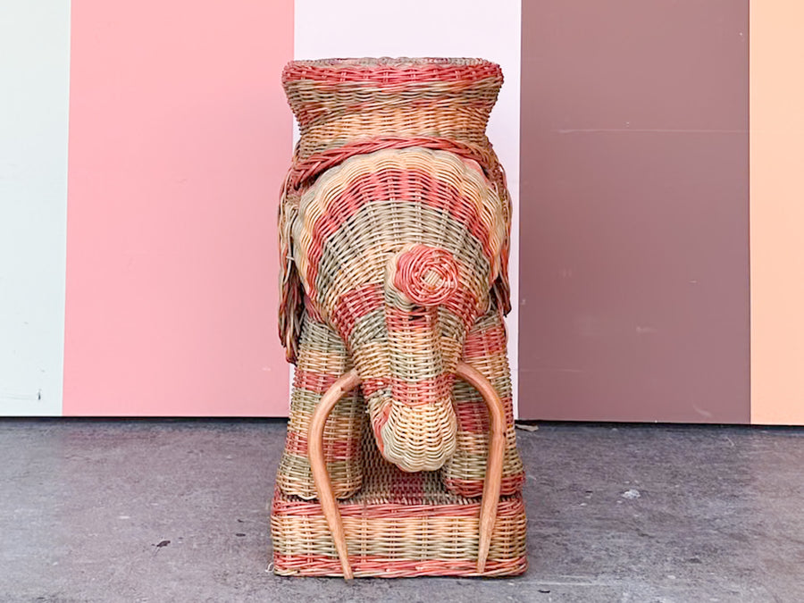 Colorful Striped Wicker Elephant Garden Seat