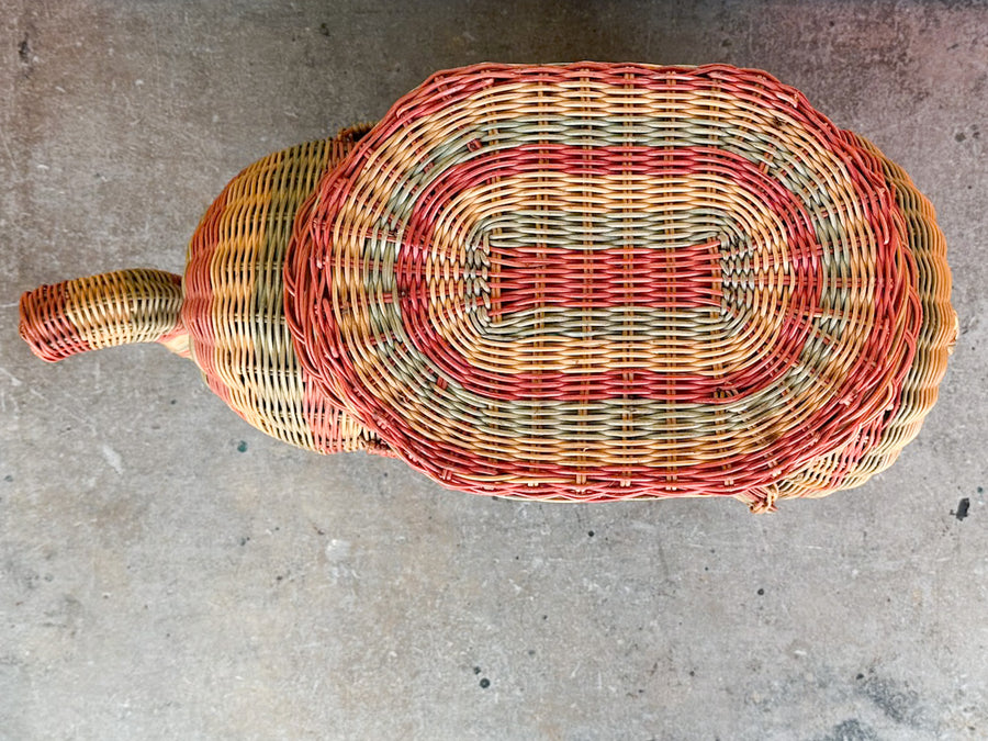 Colorful Striped Wicker Elephant Garden Seat