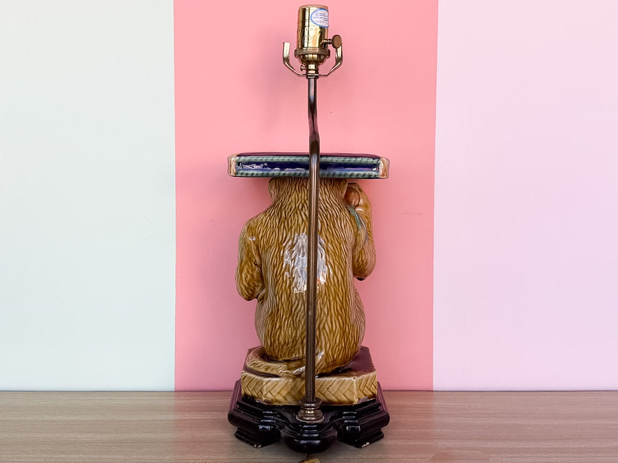 Majolica Style Monkey Lamp