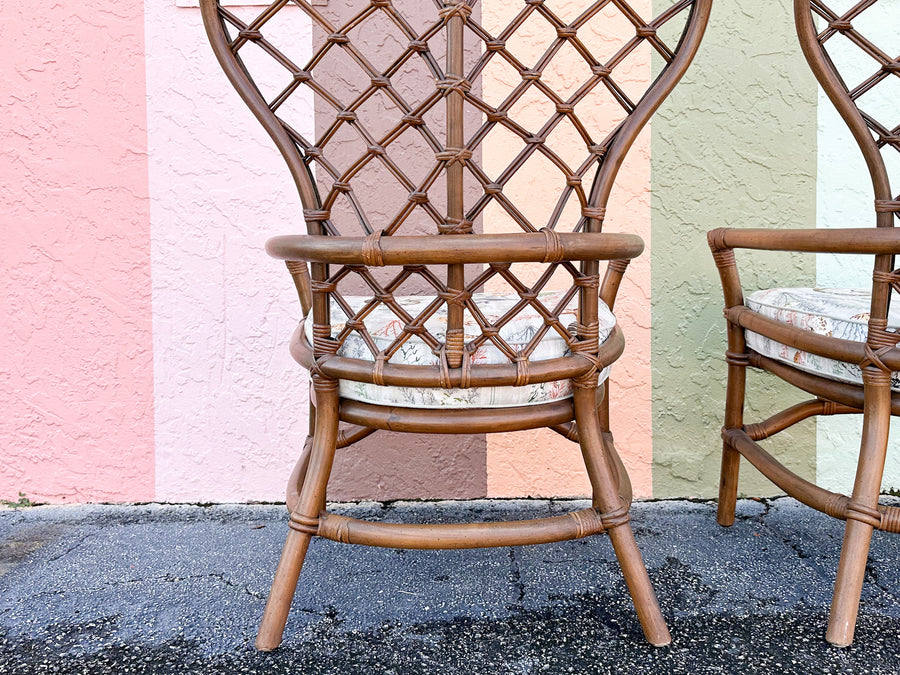 Pair of Ficks Reed Balloon Back Rattan Chairs