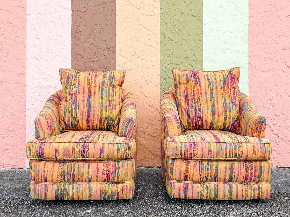 Pair of So Colorful Barrel Swivel Chairs