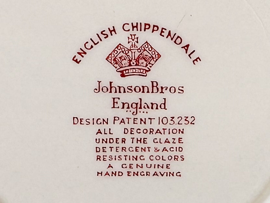 1950s Johnson Brothers English Chippendale Rose China Set