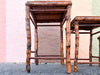 Set of Three Tortoiseshell Rattan Nesting Tables