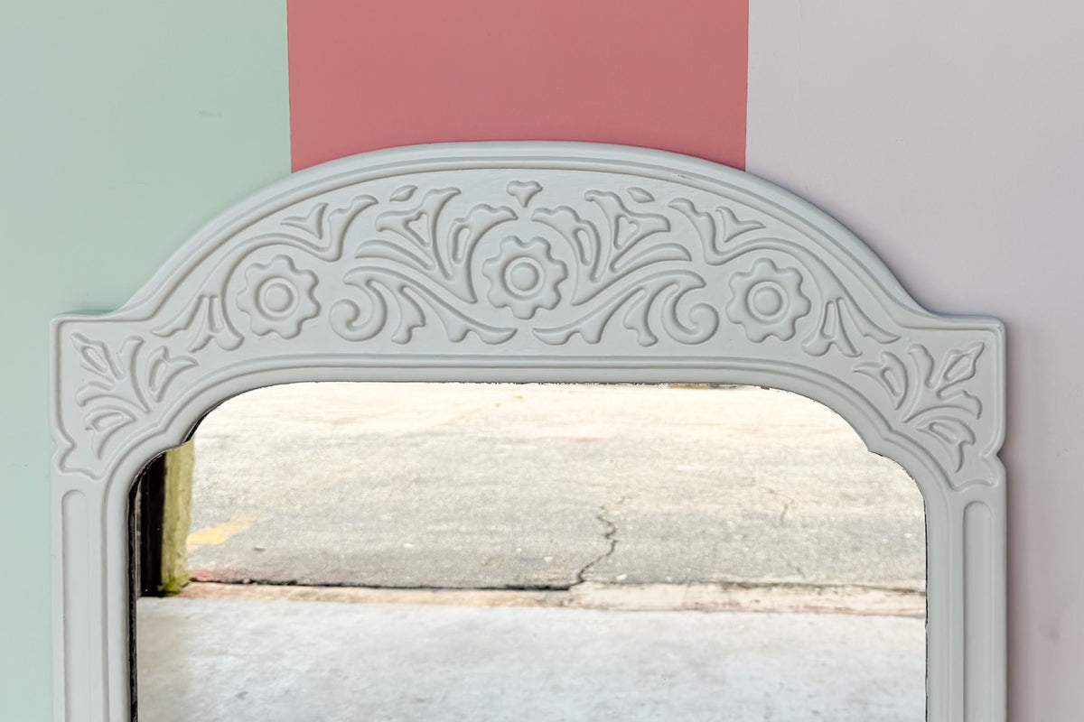 Newly Painted Floral Motif Wood Mirror