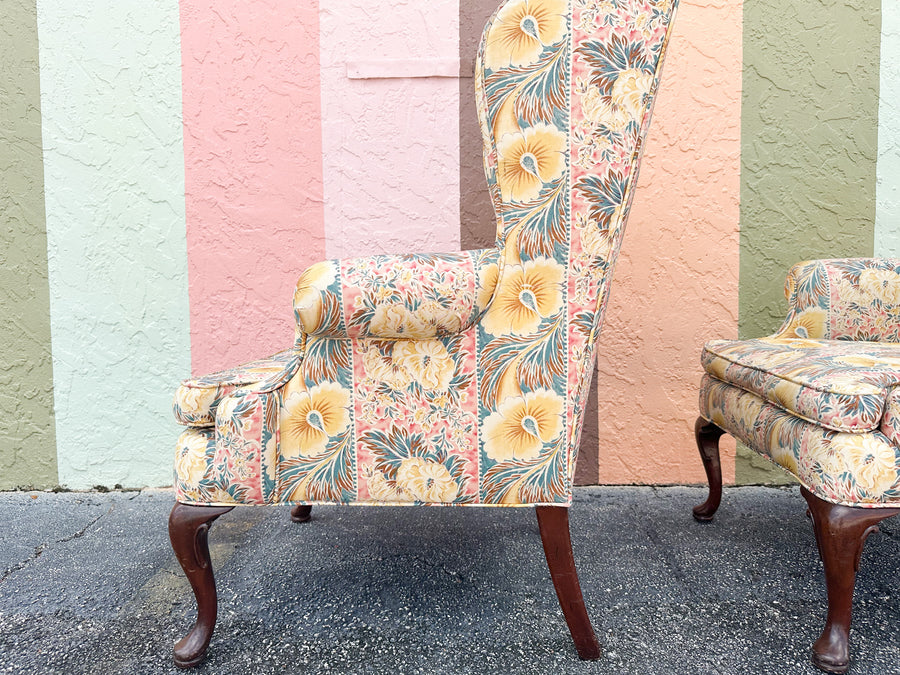 Pair of Palm Beachy Wingback Chairs