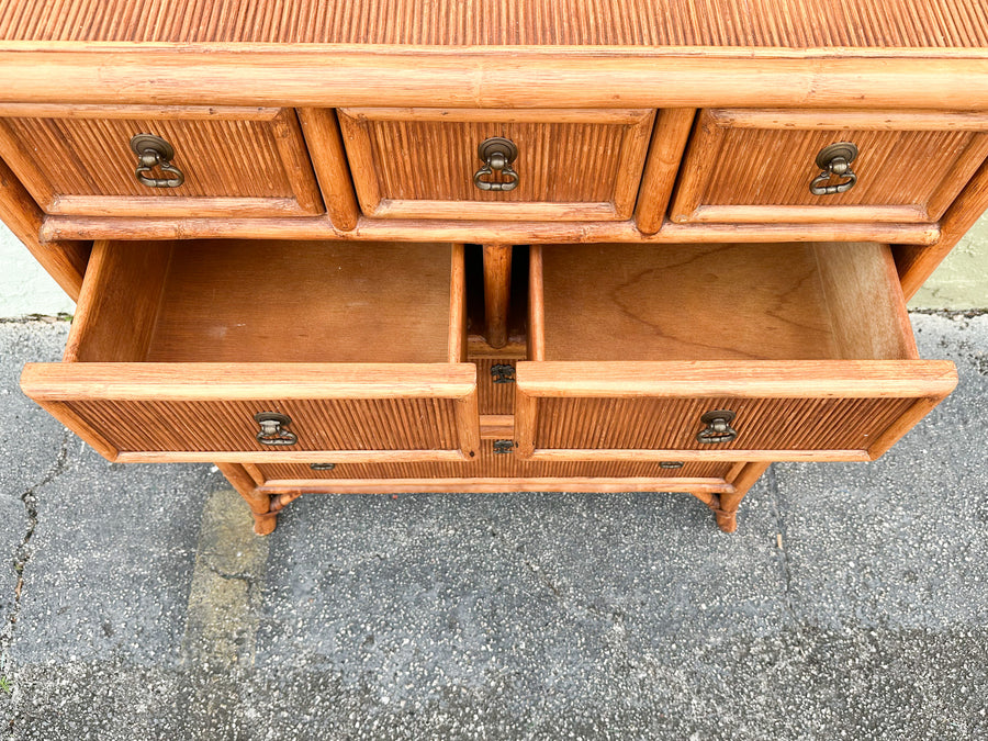 Island Style Pencil Reed Rattan Tall Chest