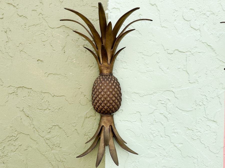 Pair of Brass Pineapple Wall Sconces