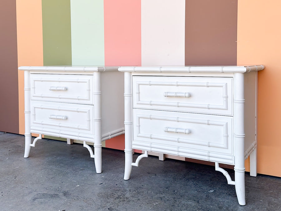 Pair of Dixie Aloha Faux Bamboo Nightstands