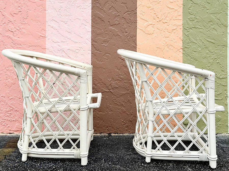 Pair of Ficks Reed Barrel Chairs