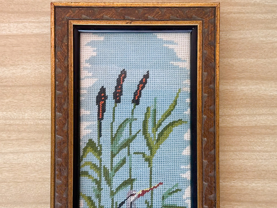 Heron Family Needlepoint Framed Art