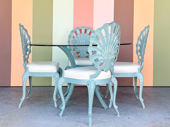 Palm Beach Chic Grotto Shell Back Outdoor Dining Set