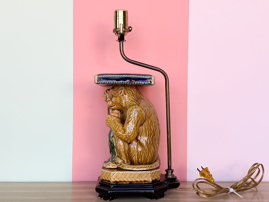 Majolica Style Monkey Lamp