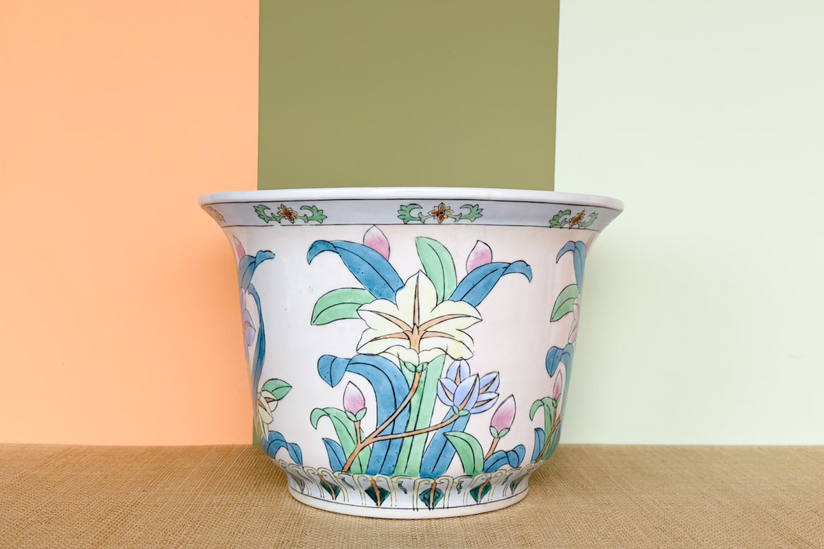 Pastel Floral Chinoiserie Cachepot
