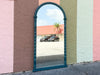 Deep Sea Blue Shell Motif Arch Mirror